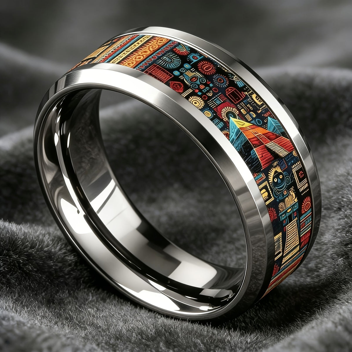 Colorful Pyramid Pattern Ring
