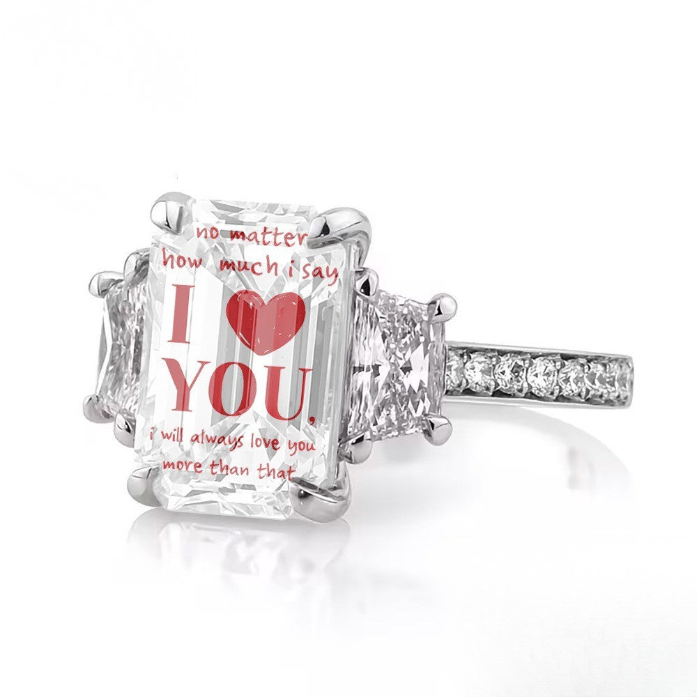 Square Heart Message Ring