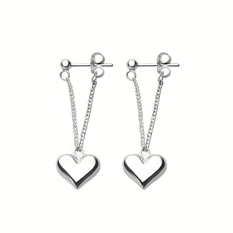 Polished Heart Chain Drop Earrings