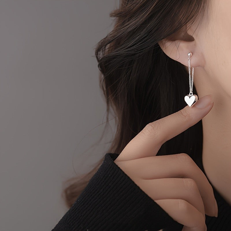 Polished Heart Chain Drop Earrings