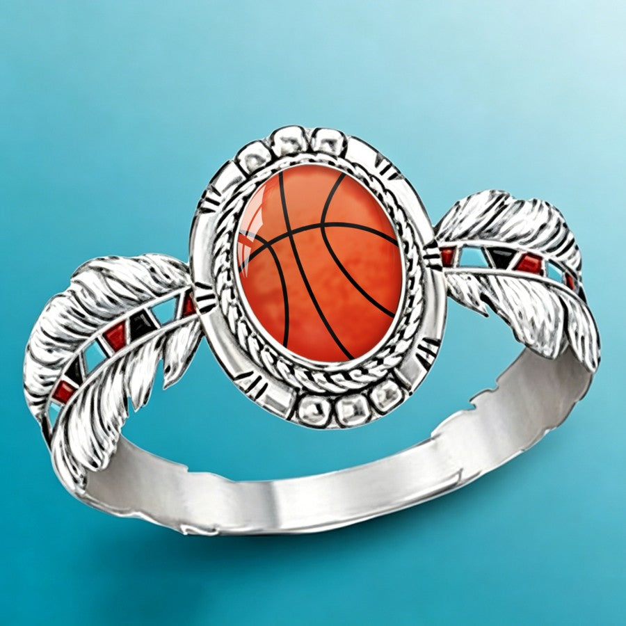 Orange Basketball & Feather Ring