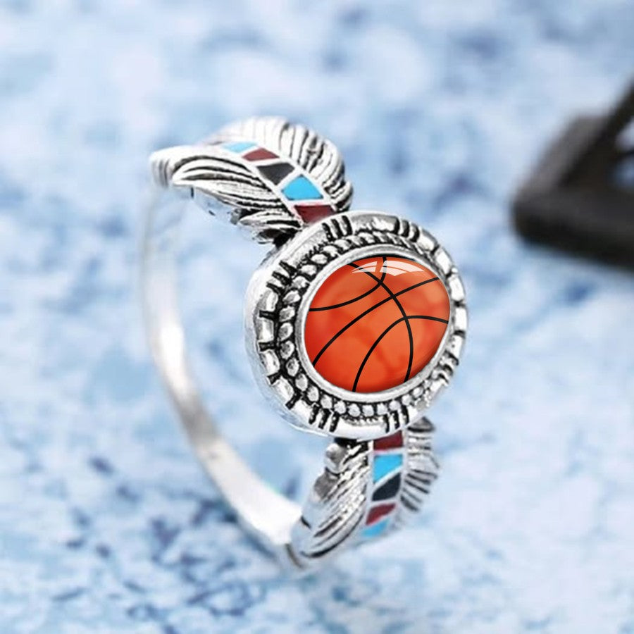 Orange Basketball & Feather Ring