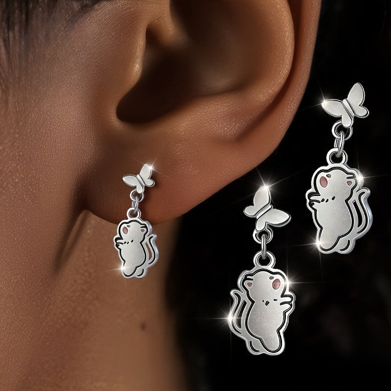 Puppy & Butterfly Dangle Earrings