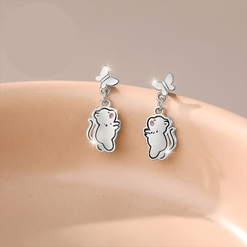 Puppy & Butterfly Dangle Earrings