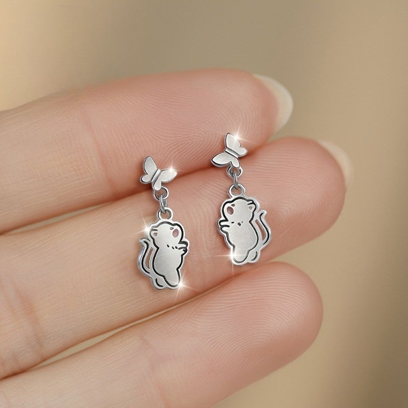 Puppy & Butterfly Dangle Earrings