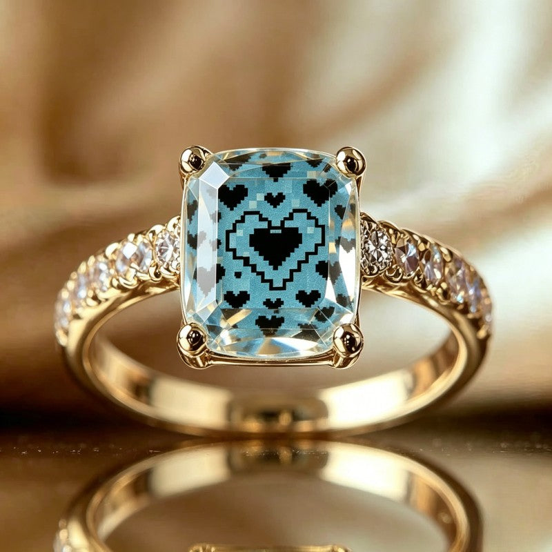 Pixel Heart Square Ring