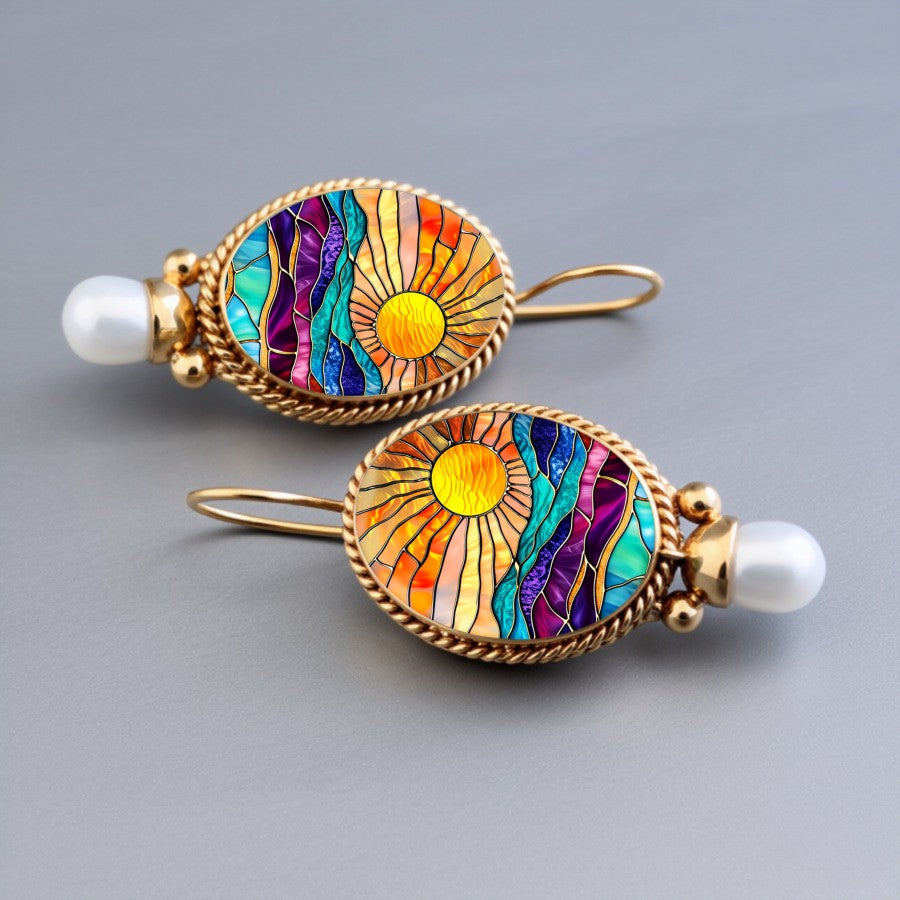 Sunset Ocean Glass Drop Earrings