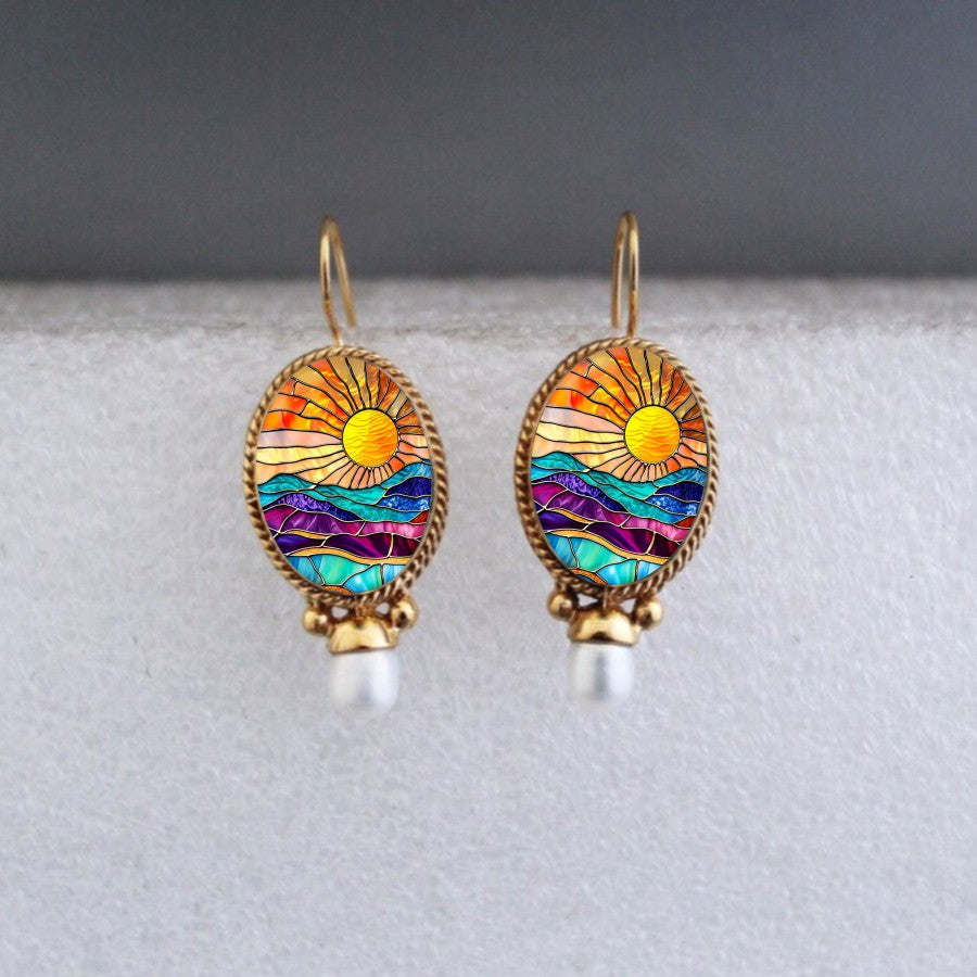 Sunset Ocean Glass Drop Earrings