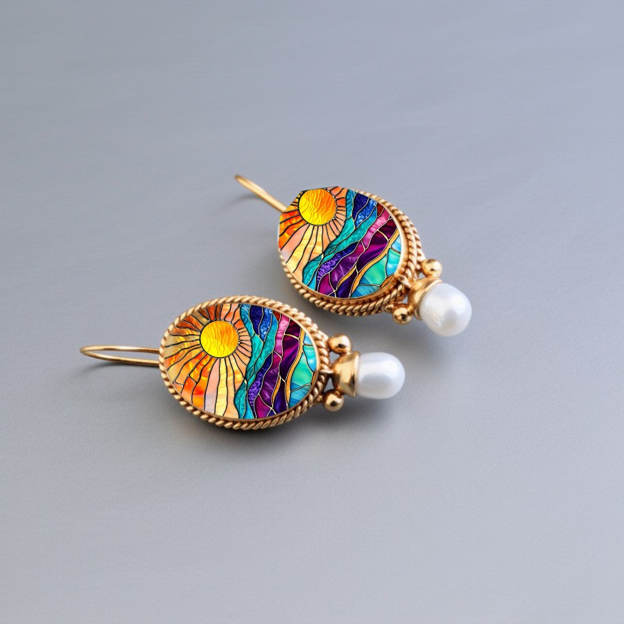 Sunset Ocean Glass Drop Earrings