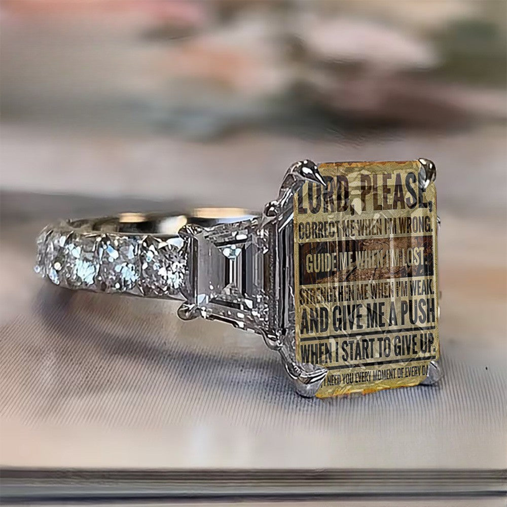 Prayer Message Square Ring