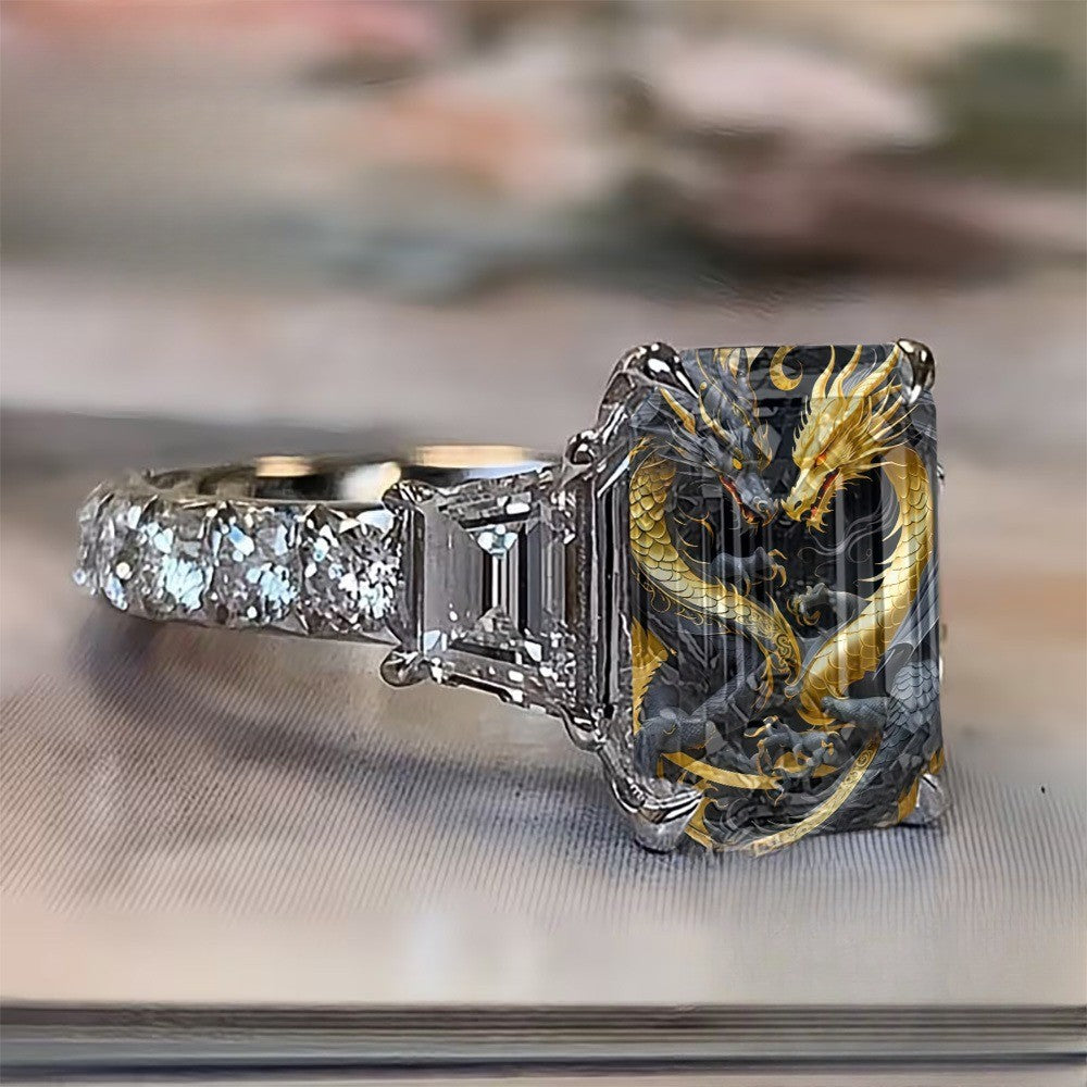 Dual Dragon Square Ring