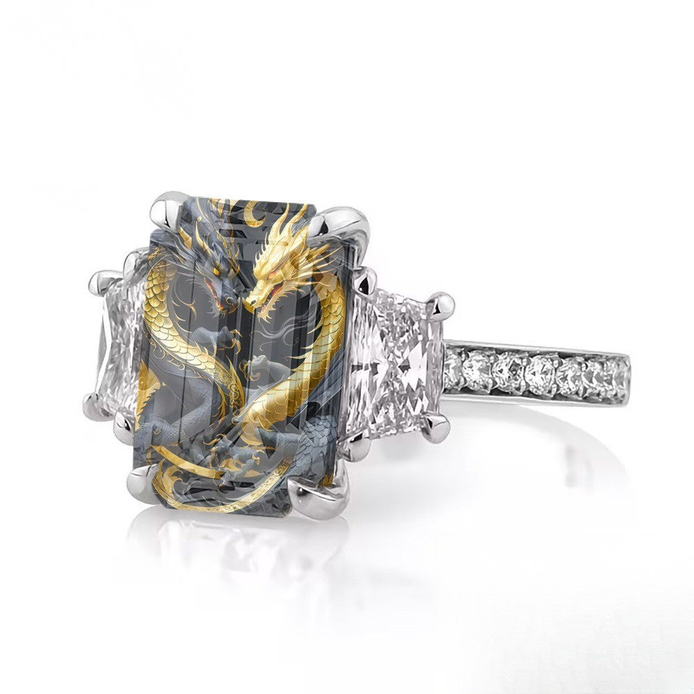 Dual Dragon Square Ring