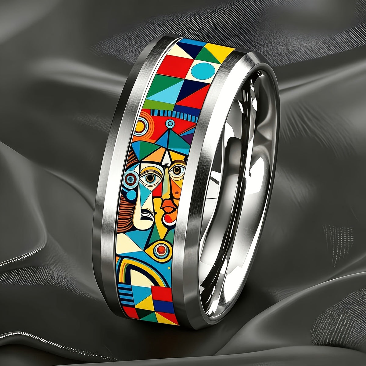 Colorful Abstract Face Ring
