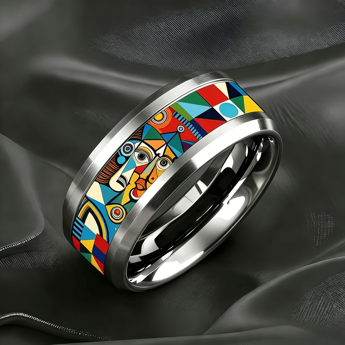 Colorful Abstract Face Ring