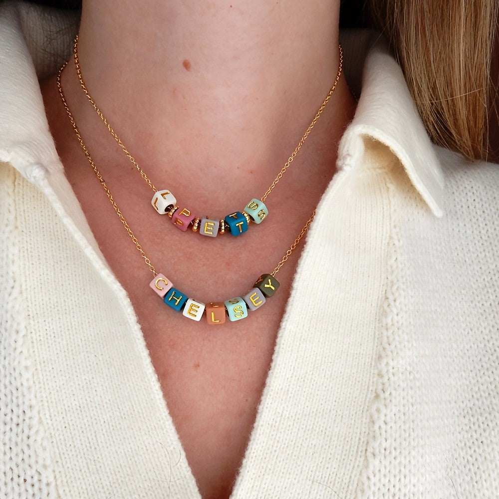 Colorful Acrylic Block Letter Necklace