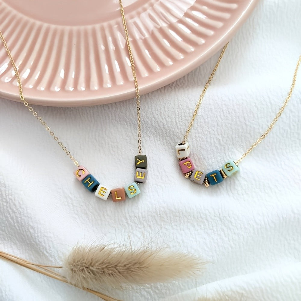 Colorful Acrylic Block Letter Necklace