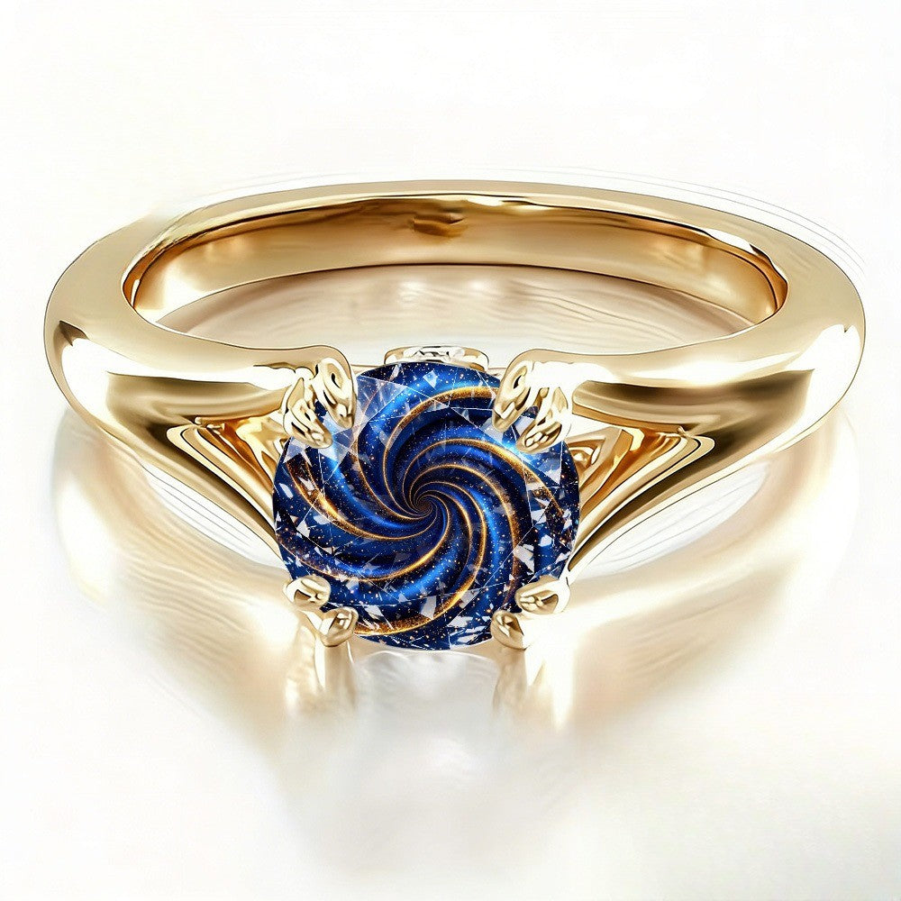 Blue Galaxy Swirl Ring