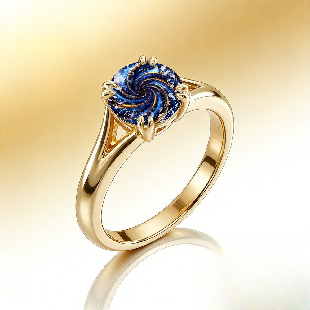 Blue Galaxy Swirl Ring