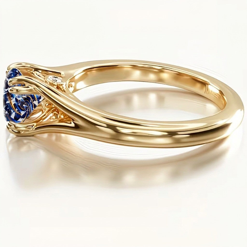 Blue Galaxy Swirl Ring
