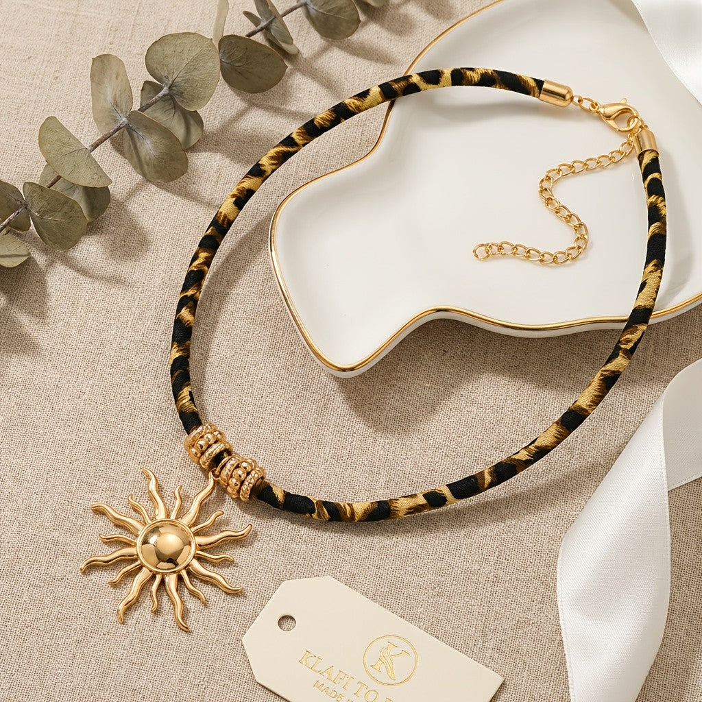 Leopard Print Sun Necklace