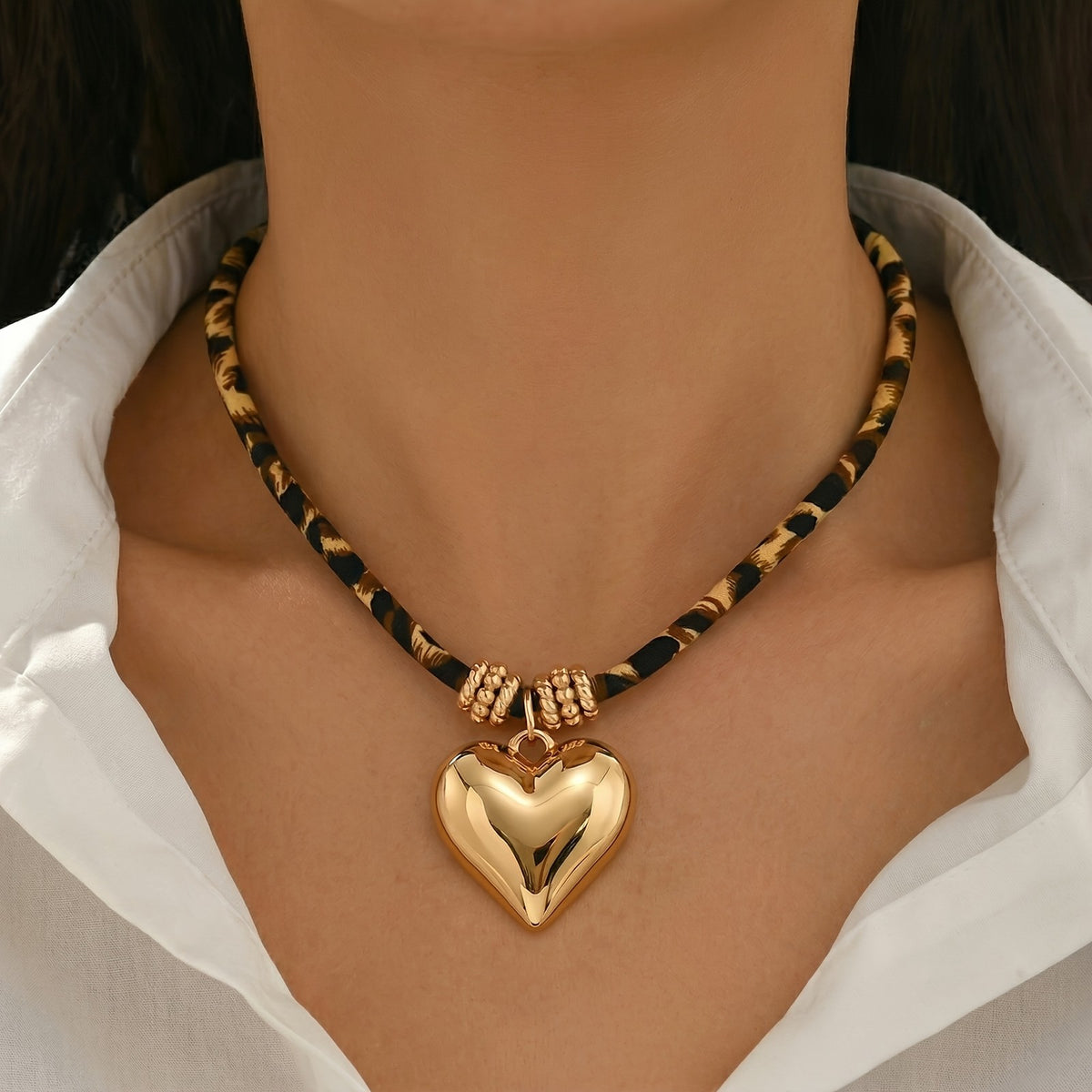 Leopard Print Sun Necklace