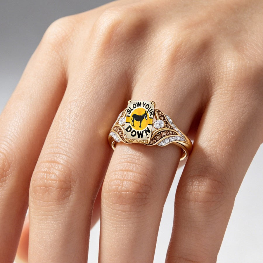 Slow Your Down Square Statement Ring