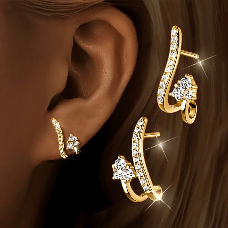 Curved Zircon Earrings