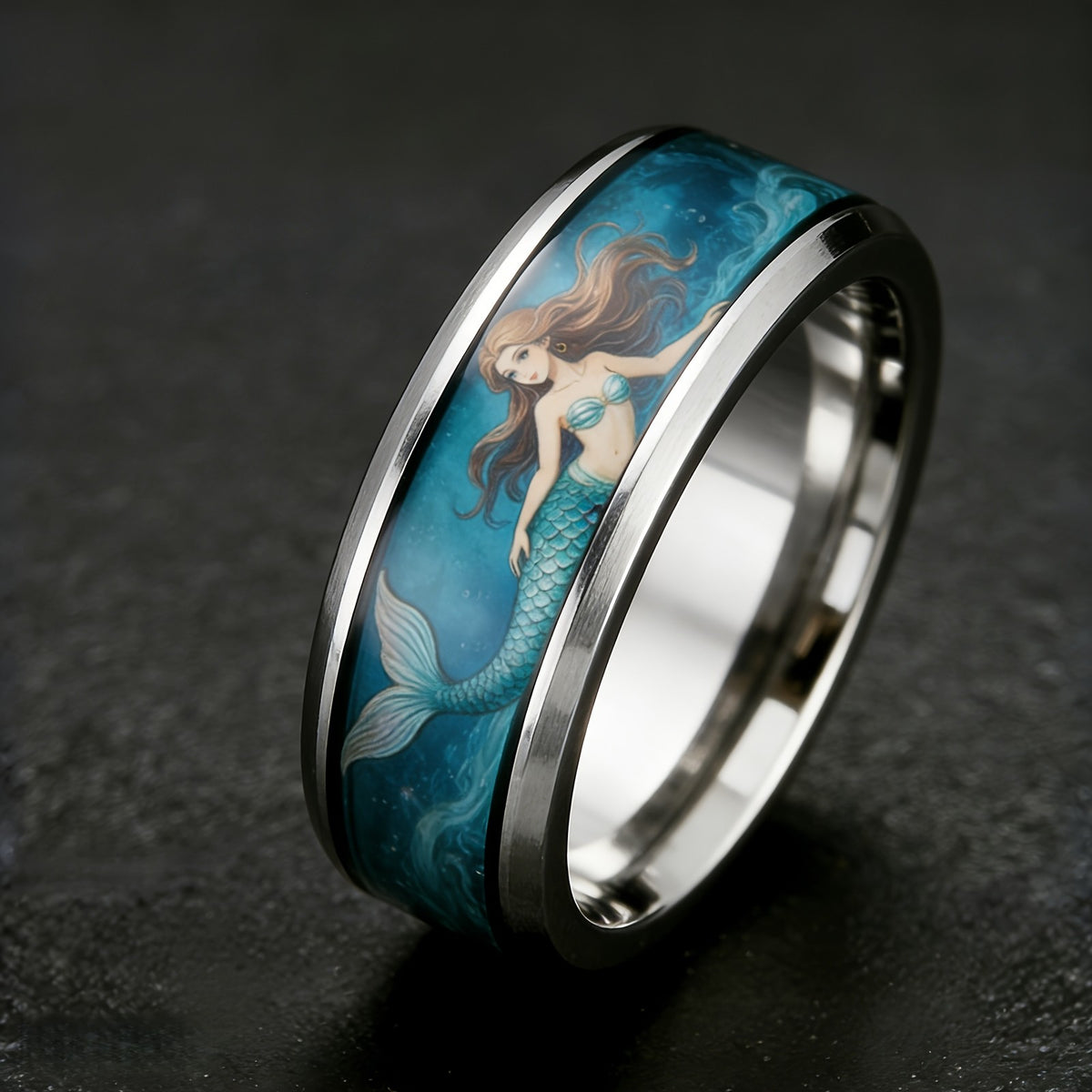 Ocean Mermaid Inlay Ring