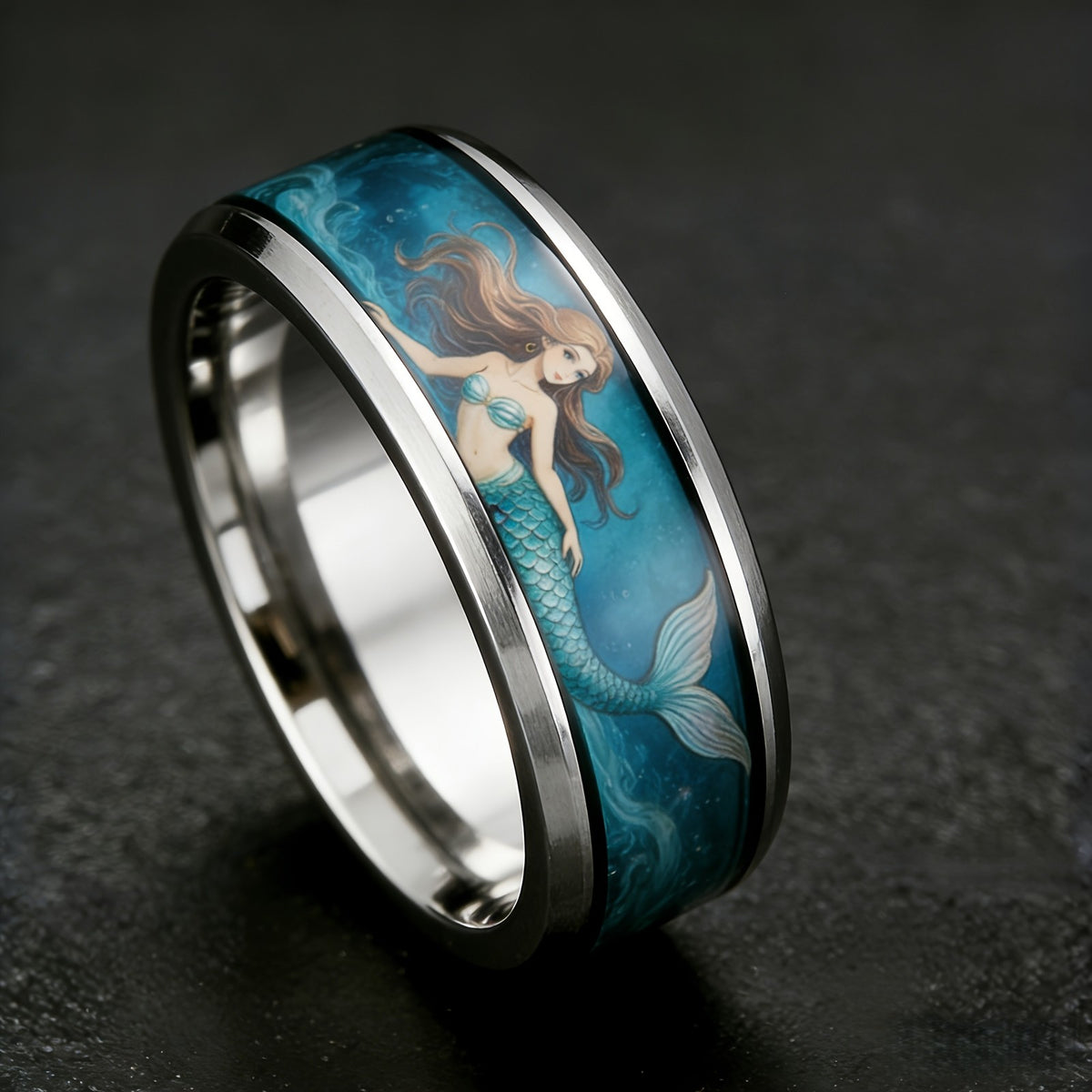 Ocean Mermaid Inlay Ring