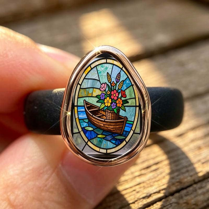 Stained Glass Boat Ring