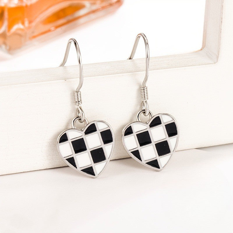 Checkerboard Heart Earrings