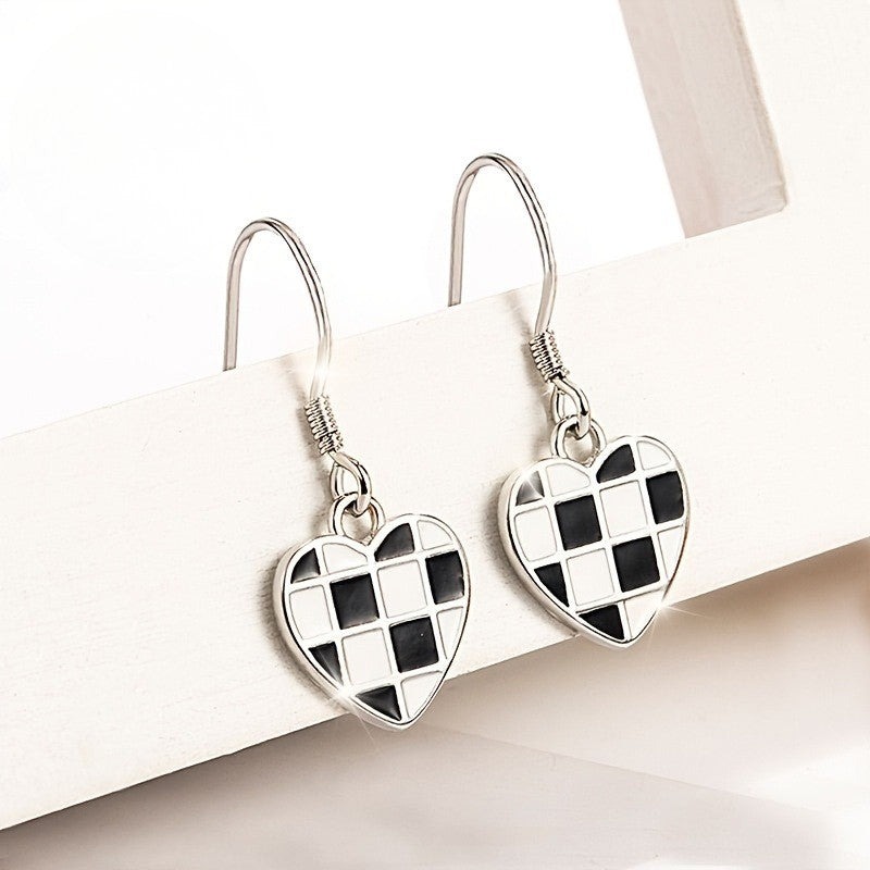 Checkerboard Heart Earrings
