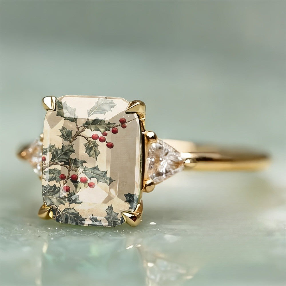 Holly Leaf Square Ring