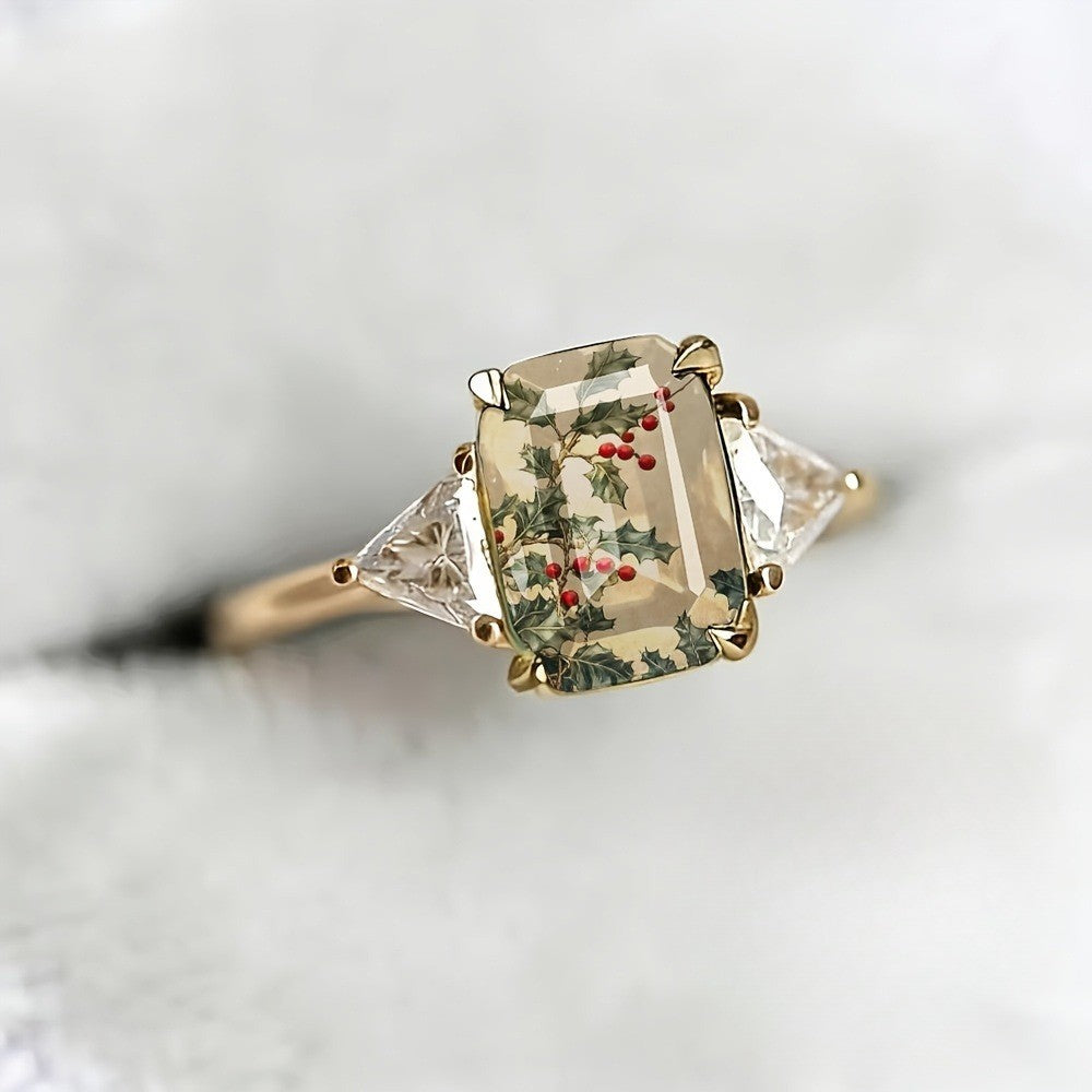 Holly Leaf Square Ring