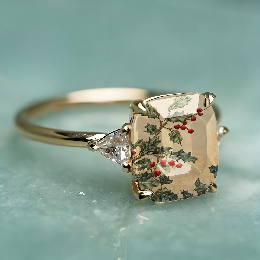 Holly Leaf Square Ring