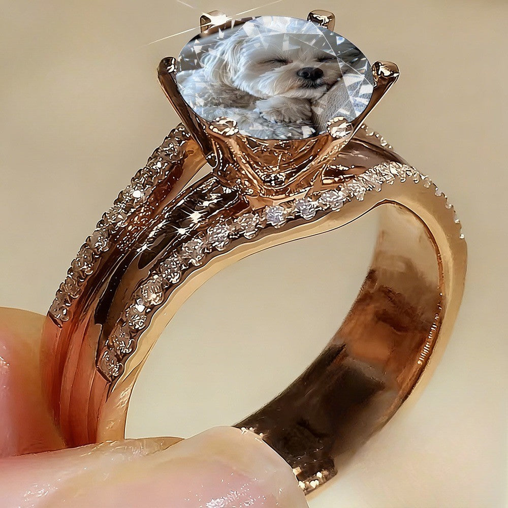 Sleeping Puppy Portrait Ring