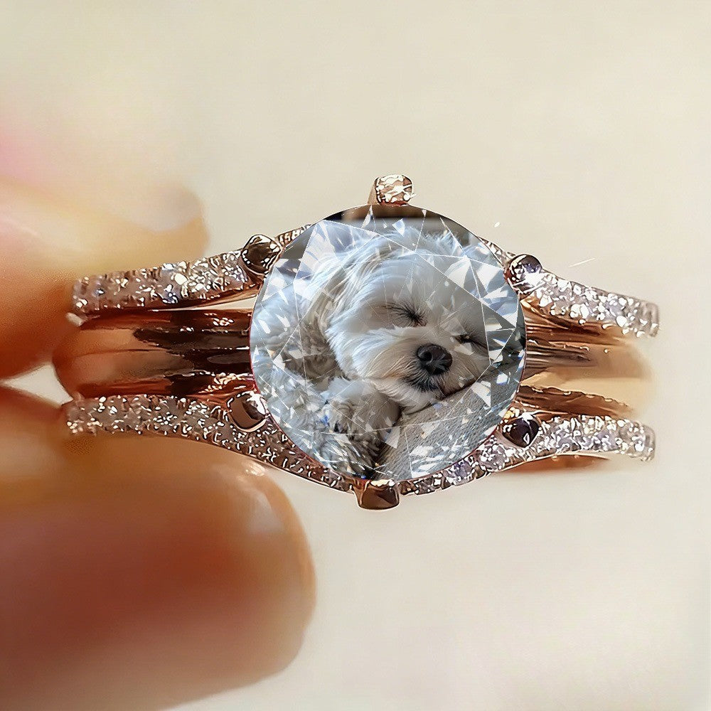 Sleeping Puppy Portrait Ring