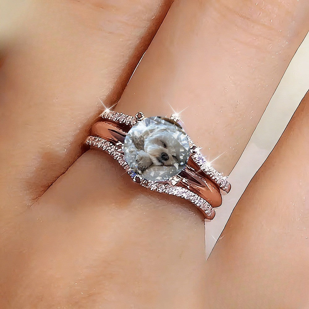 Sleeping Puppy Portrait Ring