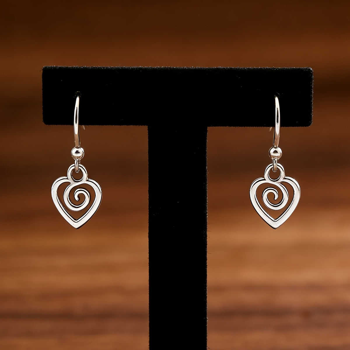 Spiral Heart Drop Earrings