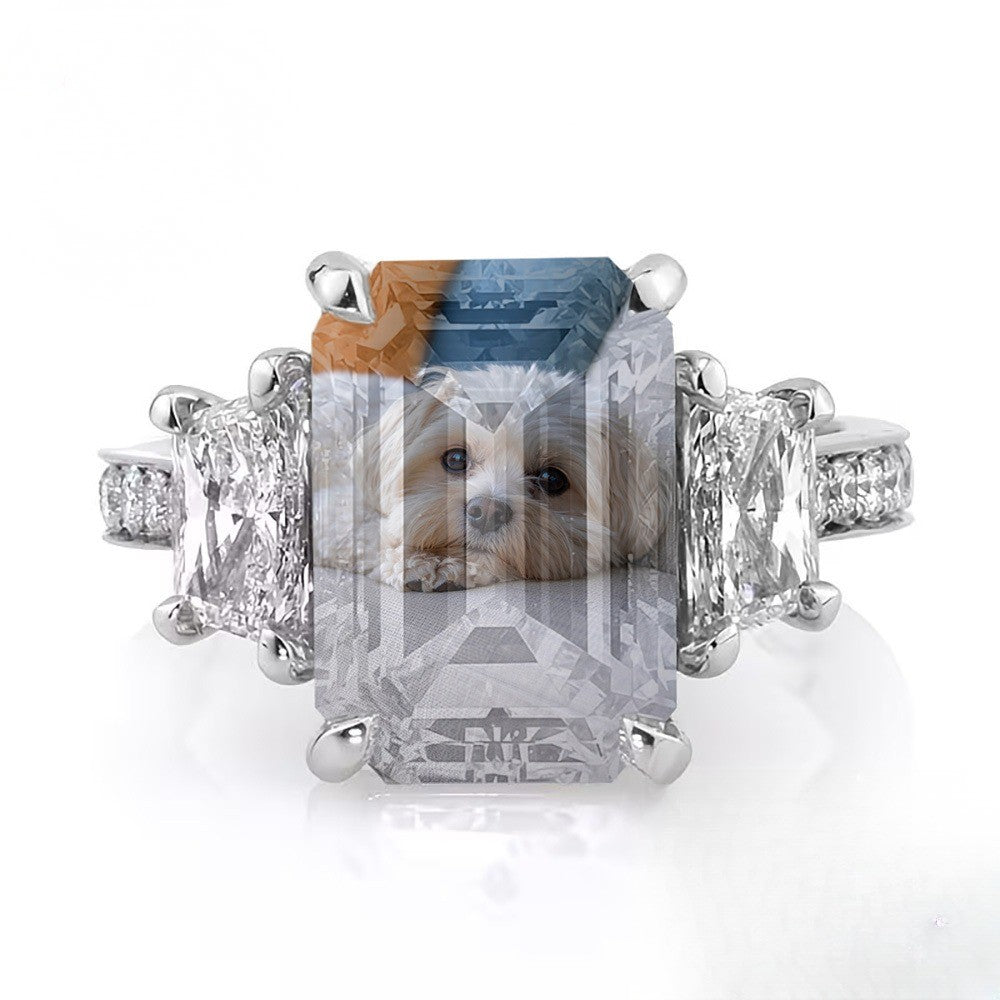 White Dog Portrait Ring
