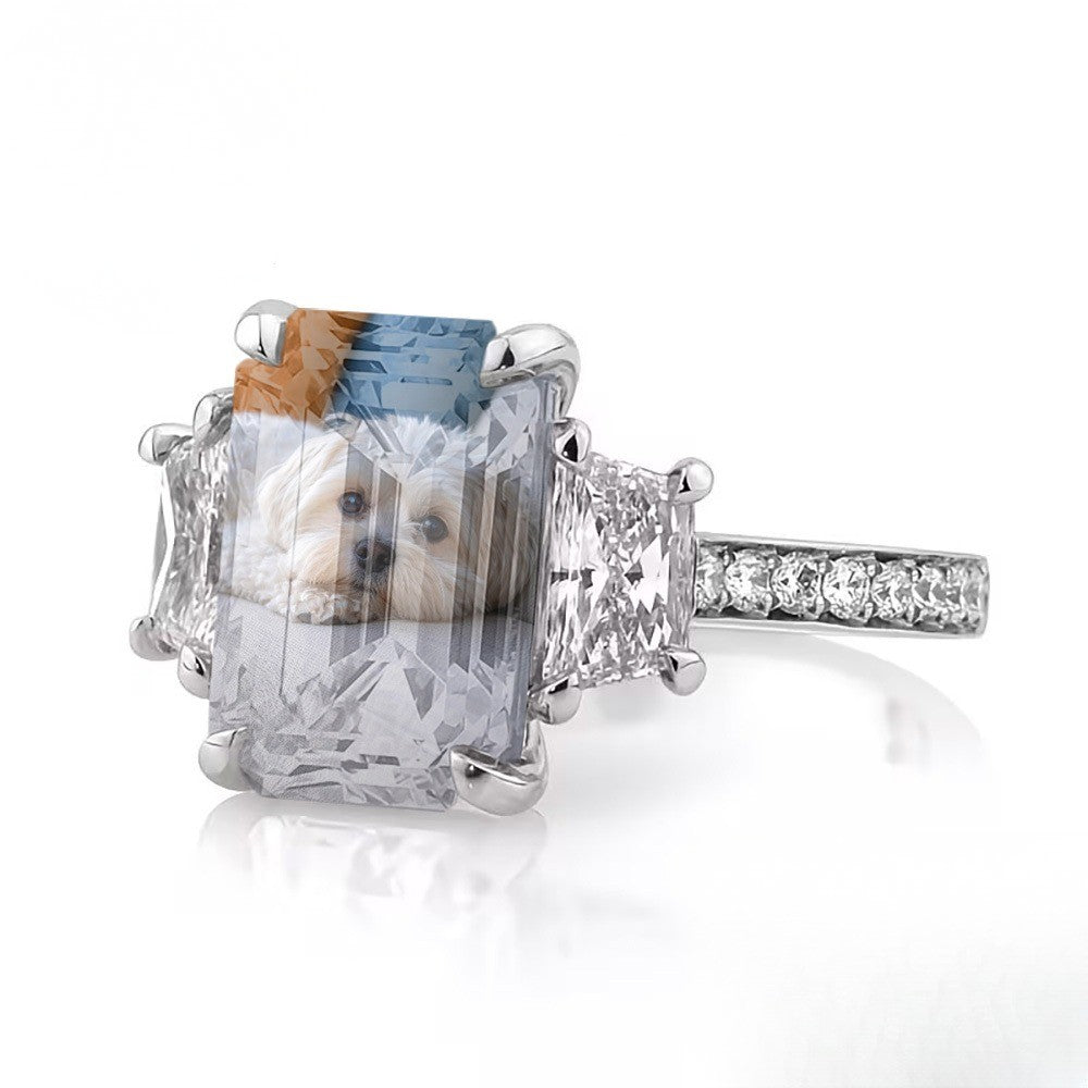 White Dog Portrait Ring