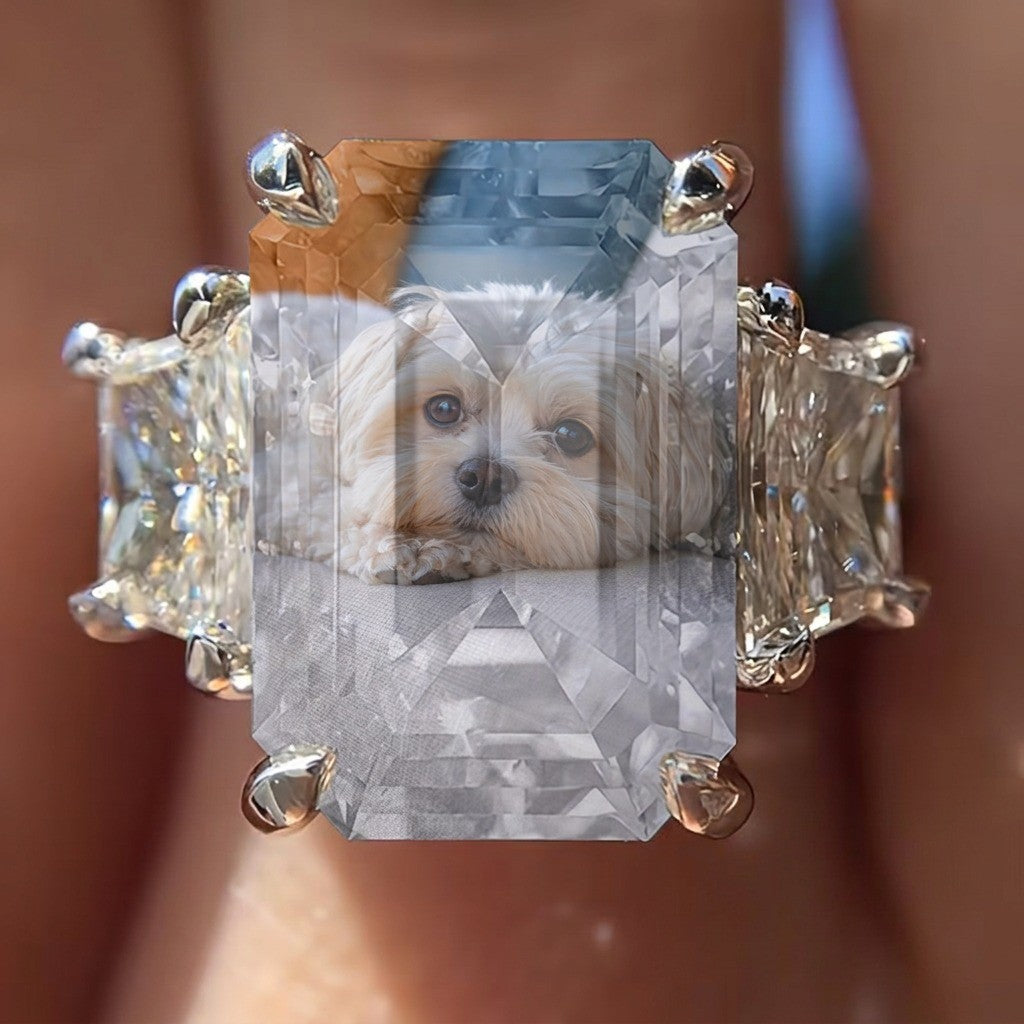 White Dog Portrait Ring