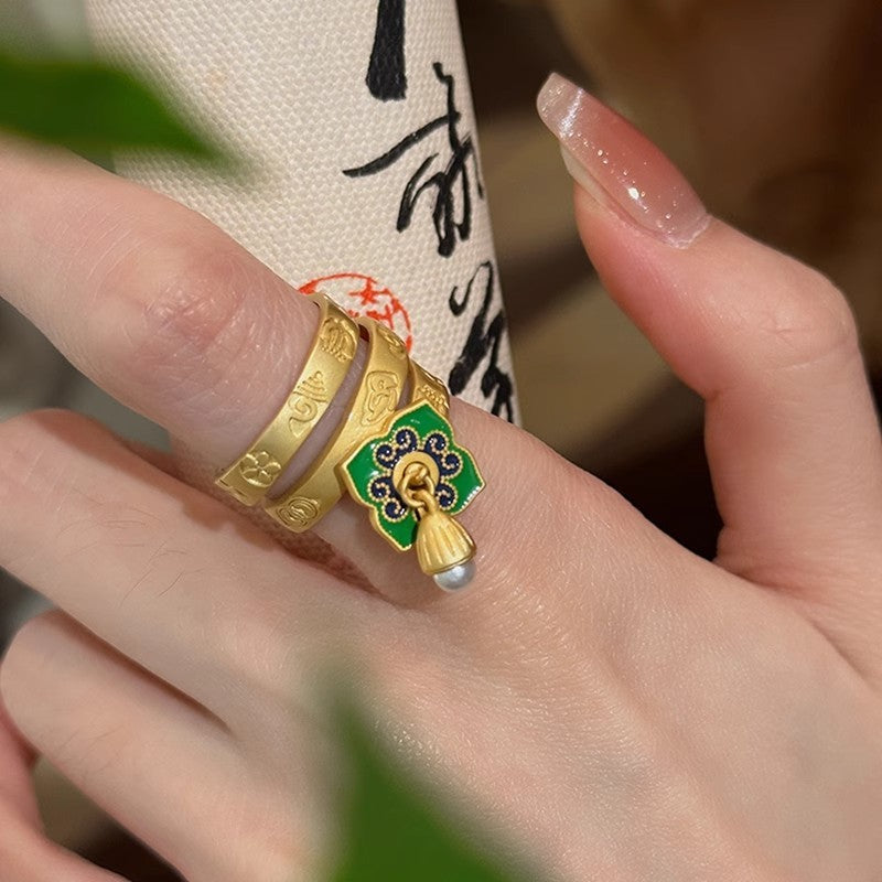 Clover Enamel Open Ring