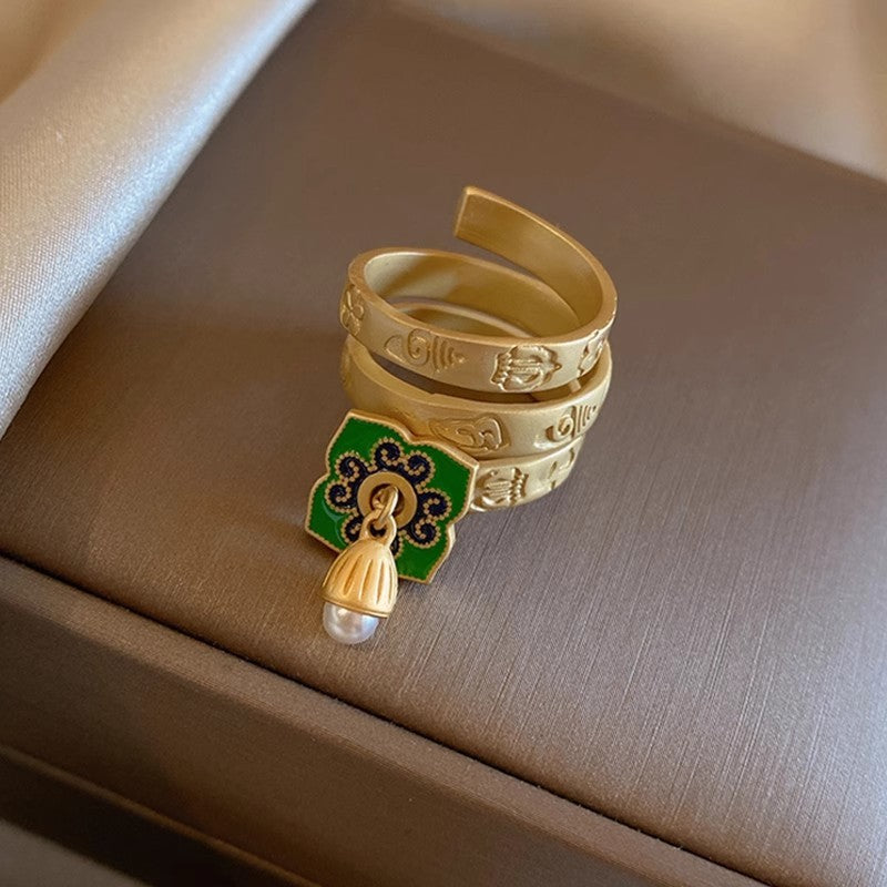 Clover Enamel Open Ring