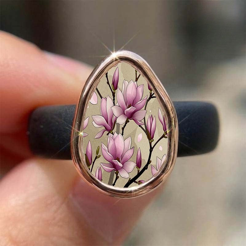 Pink Magnolia Teardrop Ring