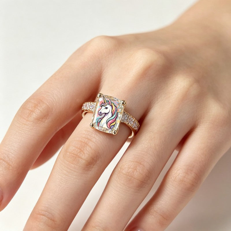 Rainbow Unicorn Square Ring