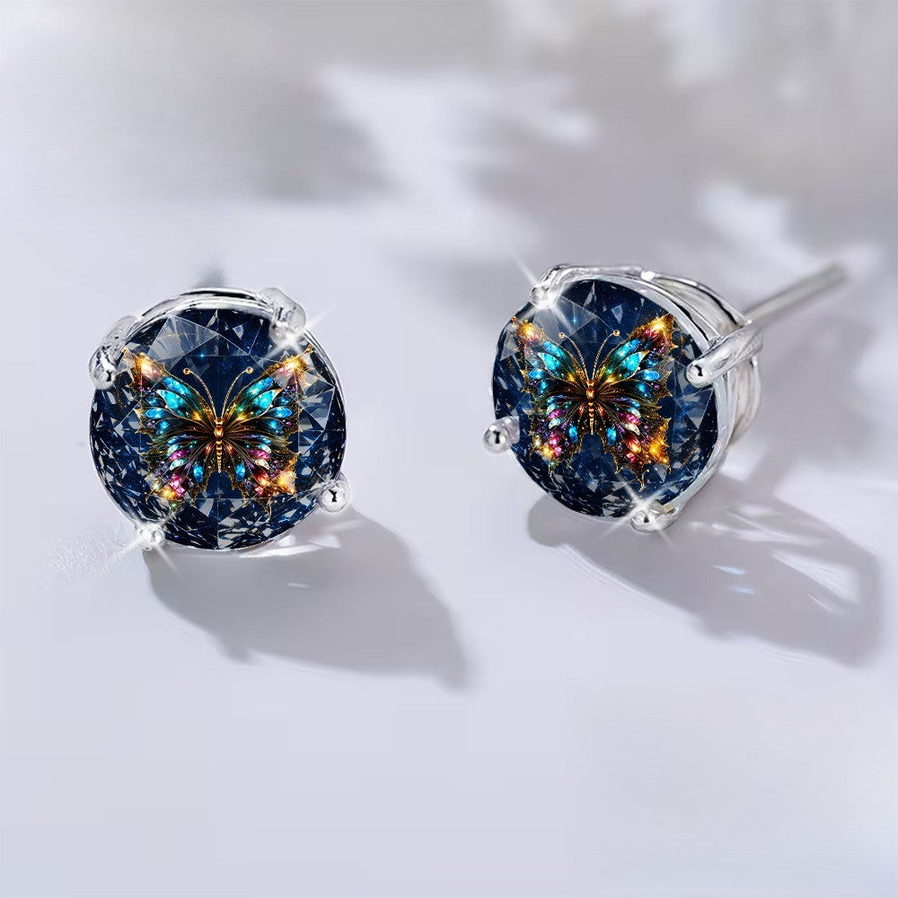 Blue Butterfly Stud Earrings
