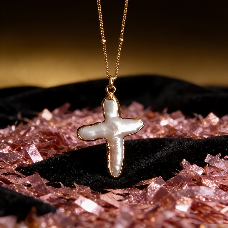 White Shell Cross Necklace