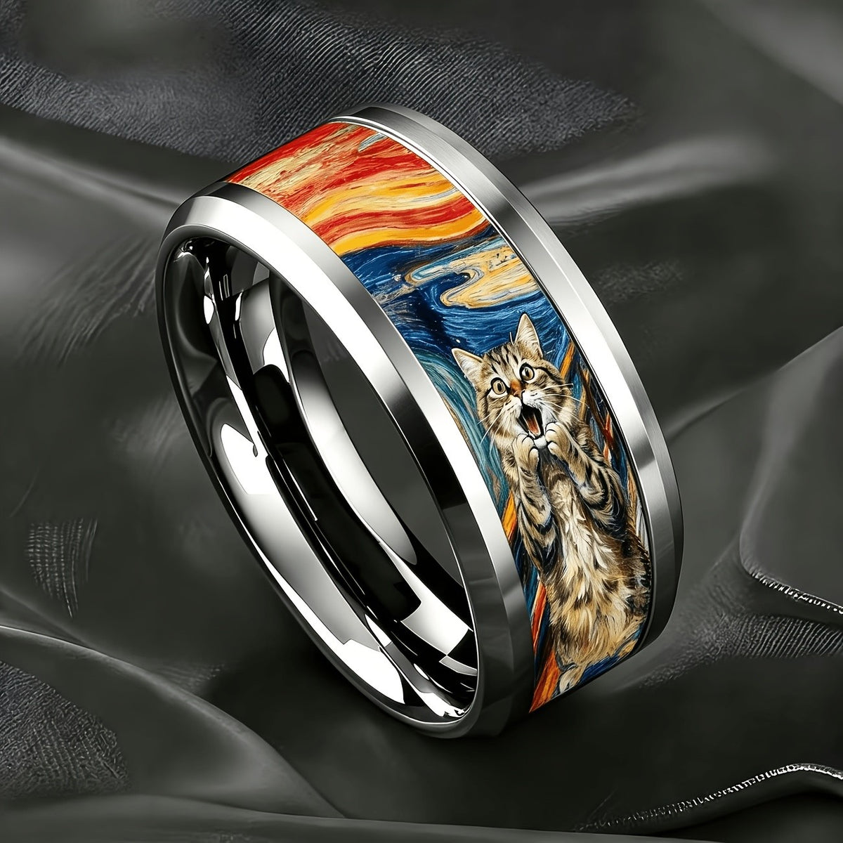 Oil Painting Cat Ring