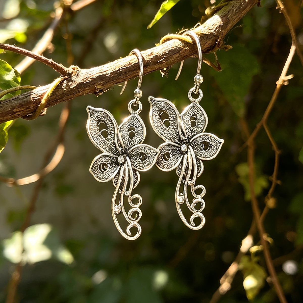 Vintage Butterfly Drop Earrings